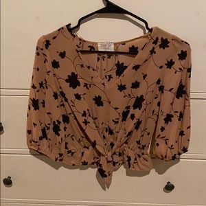 Black and pink floral blouse.